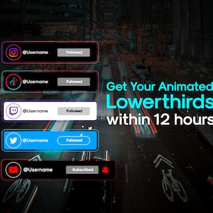Animated Social Media Pop ups for Youtube, Twitch, Kick || Social Media Lower Thirds || Social Media Widget