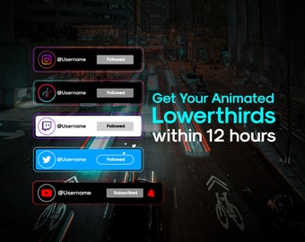 Animated Social Media Pop ups for Youtube, Twitch, Kick || Social Media Lower Thirds || Social Media Widget