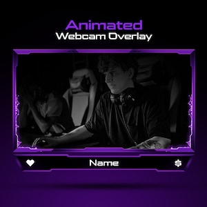 Sovrapposizione webcam viola elettrico animata: sovrapposizione webcam in streaming