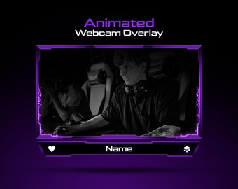 Animated Electric Purple Webcam Overlay: Stream Facecam Overlay