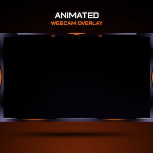 Modello di sovrapposizione webcam arancione animato per streamer/Sovrapposizioni flusso Twitch/Sovrapposizione Facecam/Facecam animato