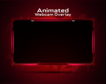 Animated Red Webcam Overlay: Minimalist Stream Overlay Template