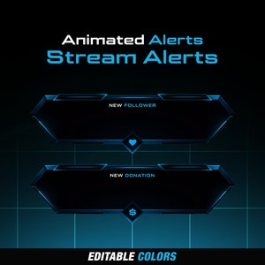Animated Blue Stream Alerts: Twitch/Kick/YouTube (Source File Included)