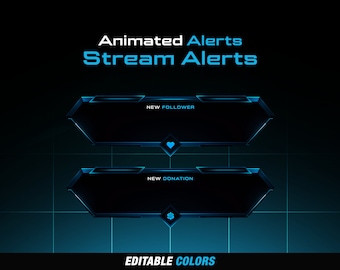 Animated Blue Stream Alerts: Twitch/Kick/YouTube (Source File Included)