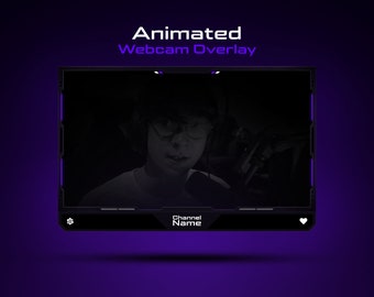 Animated Dark Purple Webcam Overlay // Clean Webcam Overlay Template // Animated Facecam Overlay // Twitch Webcam Overlay