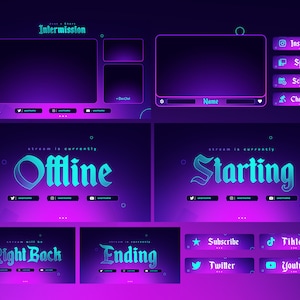 Pack d&#39;incrustations de flux Twitch animés Nephthys : design épuré Lofi