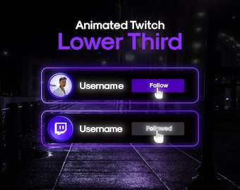Animated Neon Twitch Popup Animation for YouTube, Twitch, Kick Streamers // Social Media Lower Thirds // Social Media Widget V2