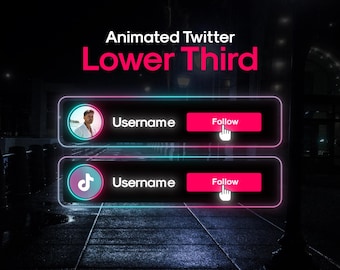 Animated Neon TikTok Lower Third: Social Media Stream Overlay