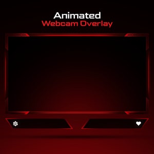Animera rött webbkameraöverlägg // Minimalistisk mall för rött webbkameraöverlägg för streamers // Redigerbara färger