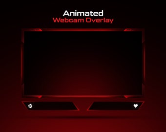 Animate Red Webcam Overlay // Minimal Red Webcam Overlay Template for Streamers // Editable Colors