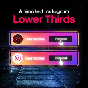 Animated Instagram Popup Animation for Youtube, Twitch, Kick Streamers // Social Media Lower Thirds // Social Media Widget