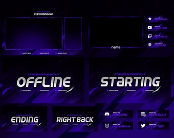 Minimal Full Stream Overlay Pack, Premade Clean Stream Overlay Pack, Clean Twitch Stream Overlay Package  - Includes Source Files