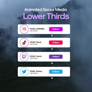 Custom Animated Social Media Lower Thirds for YouTube, Twitch, Insta || Animated Social Media Pop-ups