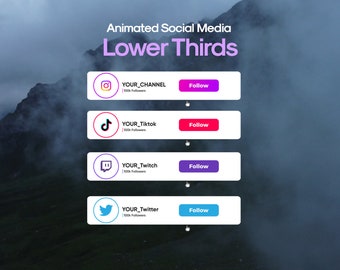 Custom Animated Social Media Lower Thirds for YouTube, Twitch, Insta || Animated Social Media Pop-ups