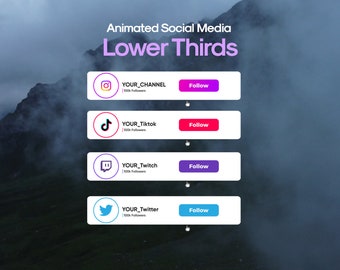 Terzi inferiori di social media animati personalizzati per YouTube, Twitch, Insta // Pop-up animati di social media