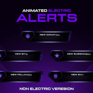 Animated Electric Stream Alerts // Animated Twitch Alerts // Purple ...