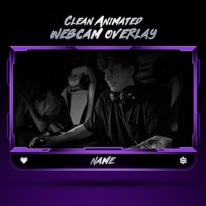 Clean Webcam Overlay // Animated Webcam Overlay Template // Kick Streaming Webcam Overlay // Editable Colors