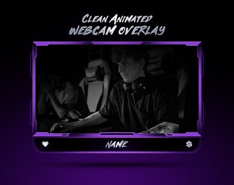 Clean Webcam Overlay // Animated Webcam Overlay Template // Kick Streaming Webcam Overlay // Editable Colors