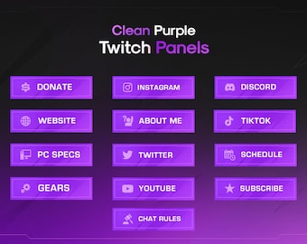 Purple Twitch Panels // Clean Twitch Panels Template