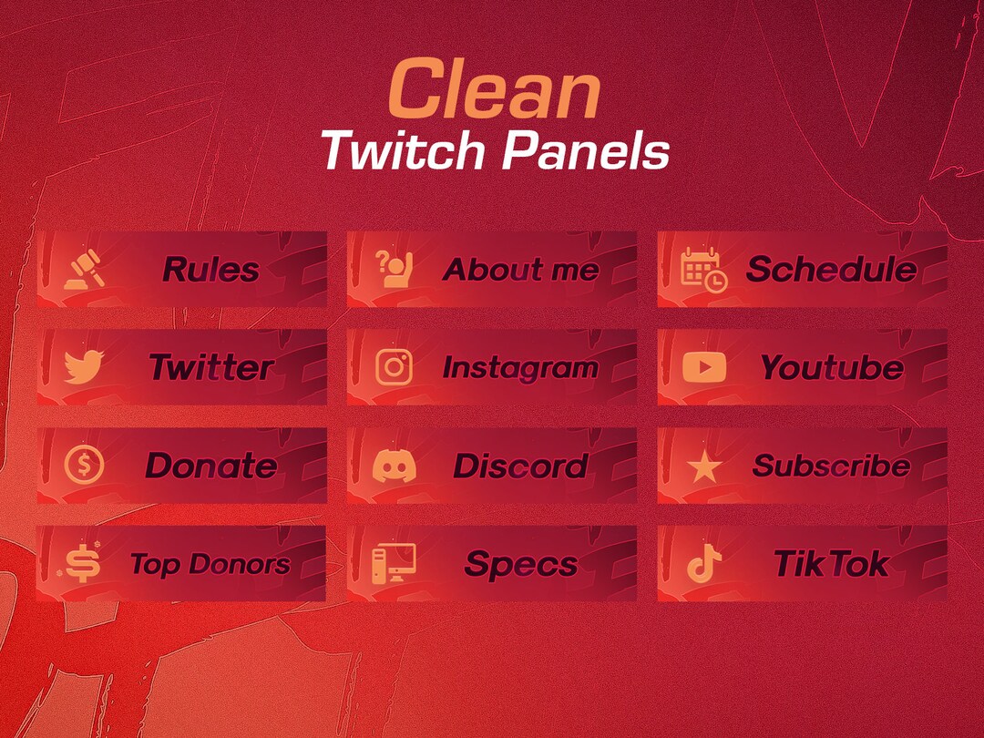 Clean Twitch Panels Pack Orange Twitch Panels Template Info
