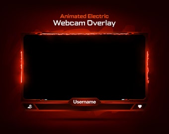 Animated Electric Webcam Overlay: Orange Twitch Stream Template