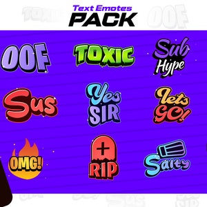 Twitch Text Emotes Pack || Youtube Emotes Pack || Kick Emotes