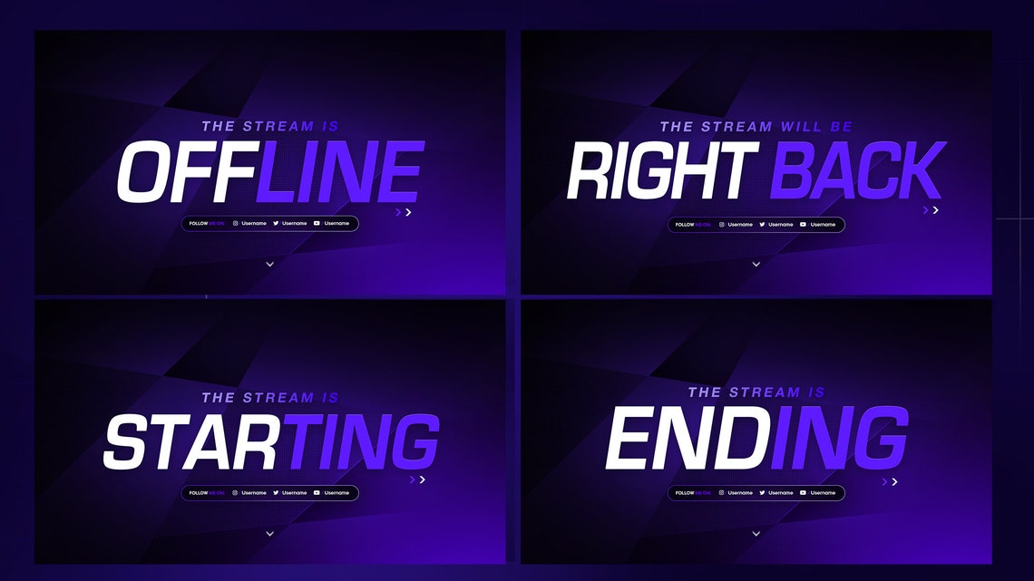 Purple Stream Overlay Pack // Minimal Full Stream Overlay Pack Template