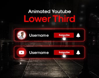 Animated Neon YouTube Popup Animation for YouTube, Twitch, Kick Streamers // Social Media Lower Thirds // Social Media Widget V2