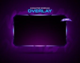 Animated Purple Twitch Facecam Overlay: Clean Stream Template