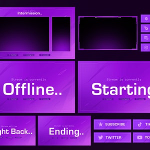 Minimalist Purple Stream Overlay Pack: Full Template