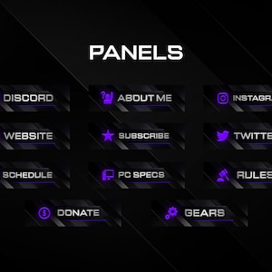 Purple Minimalist Twitch Panels Pack