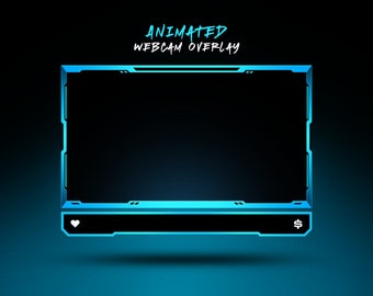 Animated Light Blue Webcam Overlay: Minimalist Stream Template