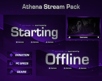 Athena Stream Overlay Paket: Vorgefertigte Stream Overlays