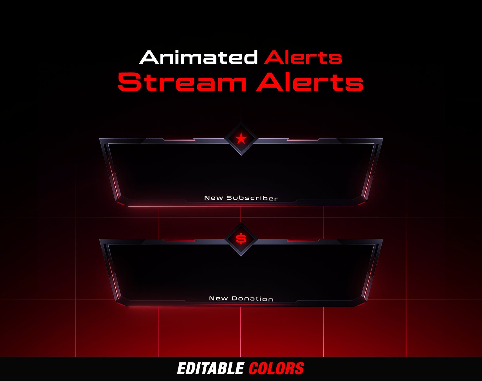 Animated Red Stream Alerts // Minimal Twitch Alerts Template // Red ...