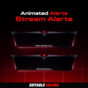 Animated Red Stream Alerts // Minimal Twitch Alerts Template // Red Stream Alerts // Editable Colors // Twitch Alerts