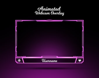 Clean Animated Webcam Overlay // Animated Pink Webcam Overlay //  Animated Pink Theme Facecam Overlay Template // Stream Overlay