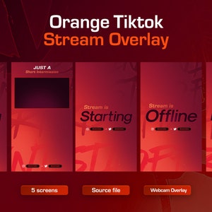 Orange TikTok Stream Overlay Pack: Minimalist Design (PSD+PNG)