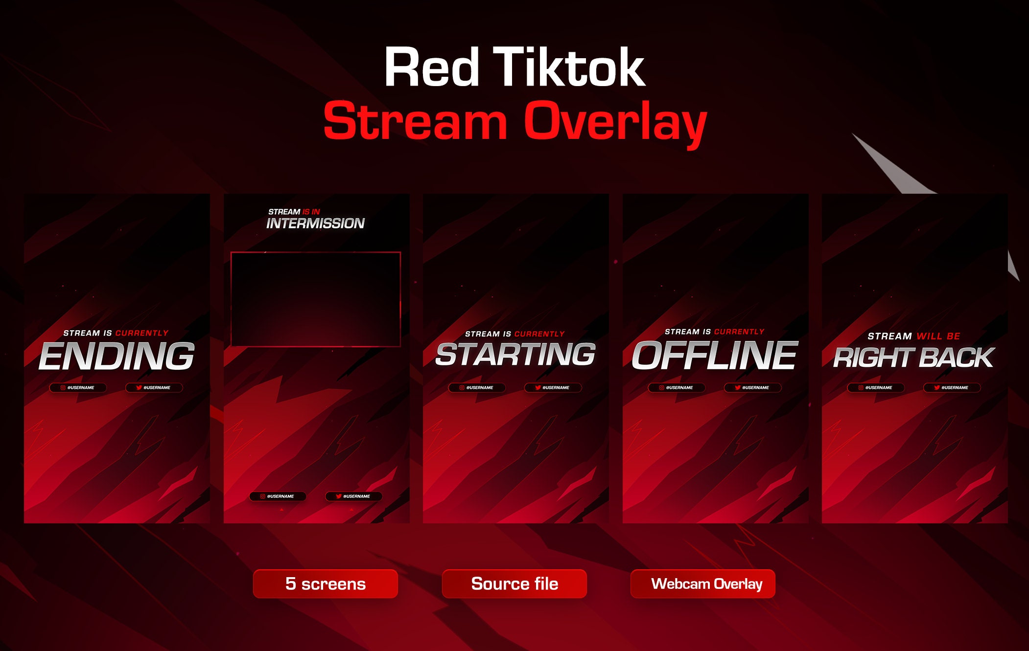 Minimal Tiktok Red Stream Overlay Pack, Tiktok Streaming Overlay Pack Minimal Tiktok Red Stream Overlay Pack, Tiktok Streaming Overlay Pack