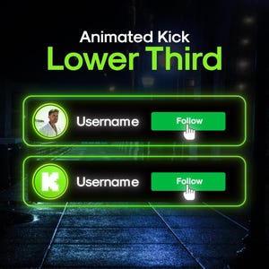 Animated Neon Kick Lower Third: Social Media Popup