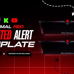 Animated Red Stream Alerts // Minimal Twitch Alerts Template // Red ...