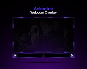 Animated Purple Webcam Overlay: Clean Stream Template
