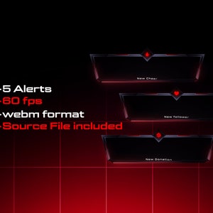 Animated Red Stream Alerts // Minimal Twitch Alerts Template // Red ...