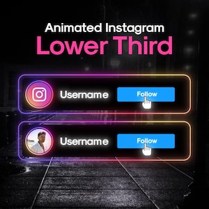 Animated Neon Instagram Lower Third: Social Media Stream Overlay