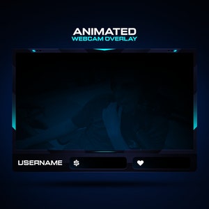 Minimalistic Webcam Overlay // Animated Blue Webcam Overlay Template For Streamers // Animated Facecam Overlay // Twitch Webcam Overlay