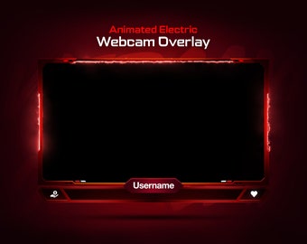 Red Electric Webcam Overlay // Animated Webcam Overlay Template // Twitch Electric Overlay