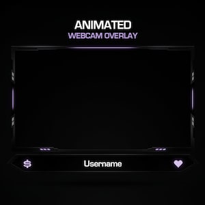 Minimal Animated Webcam Overlay // Animated Purple Webcam Overlay Template for Streamers // Editable Colors