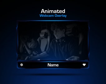 Animated Webcam Overlay // Dark Blue Animated Webcam Overlay Template
