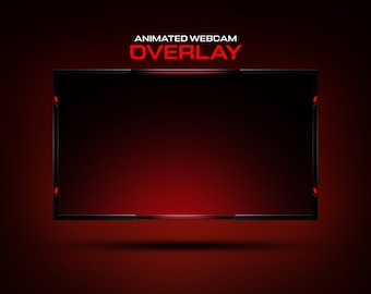 Animated Black & Red Webcam Overlay // Clean Webcam Overlay Template // Editable Colors