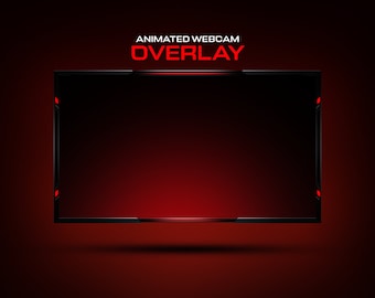 Animated Black & Red Webcam Overlay // Clean Webcam Overlay Template // Editable Colors