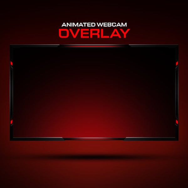 Animated Black & Red Webcam Overlay // Clean Webcam Overlay Template // Editable Colors